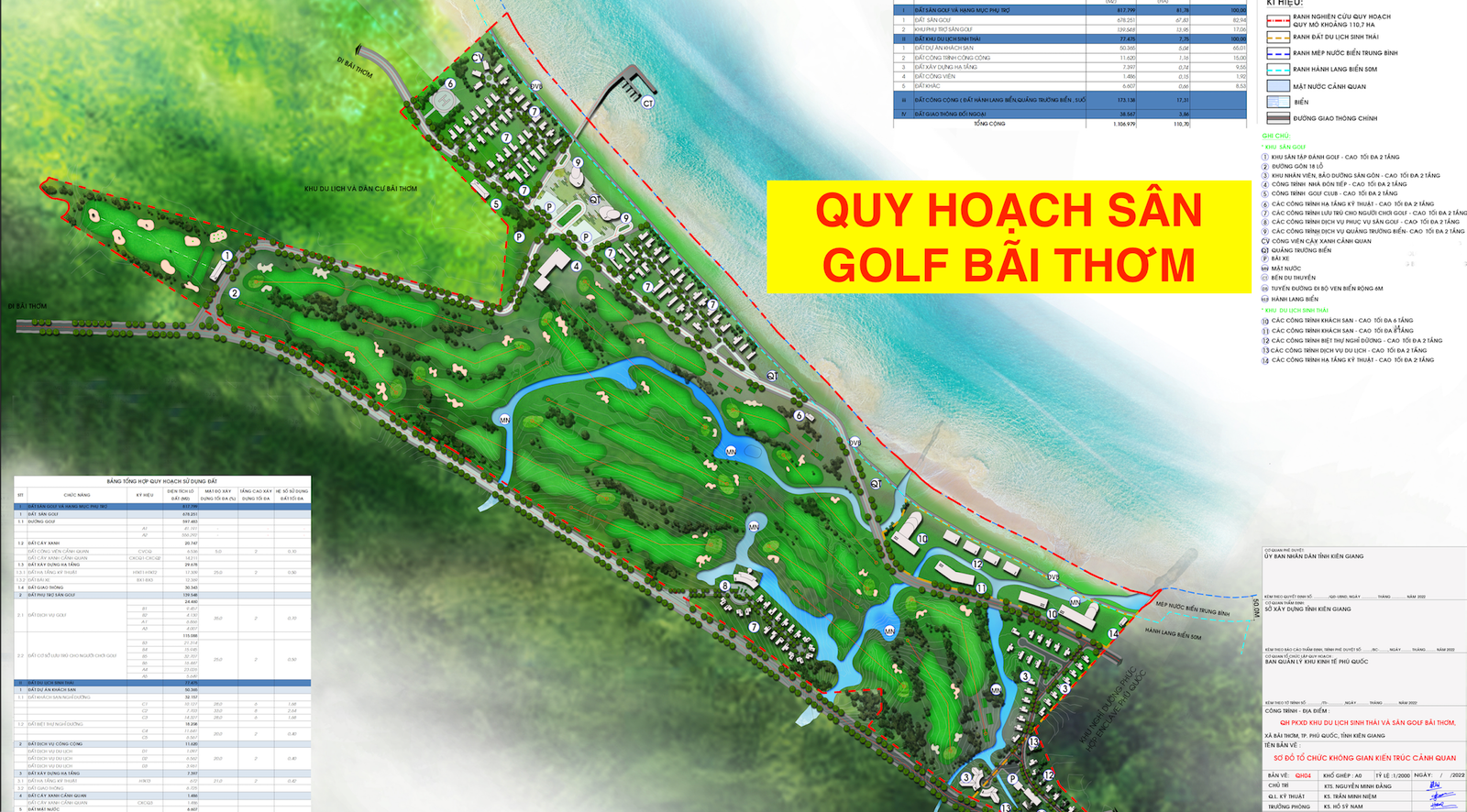 Quy hoạch 1/2000 KDL ST và Sân Golf Bãi Thơm