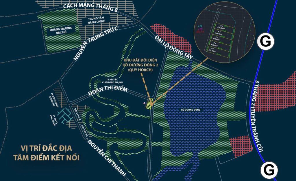 khu đất dối diện hồ điều hoà dương đông 3