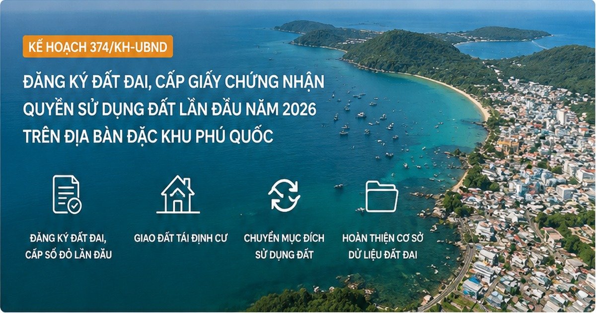 Kế hoạch 374/KH-UBND Phú Quốc – lộ trình cấp sổ và chuyển mục đích 2026–2027