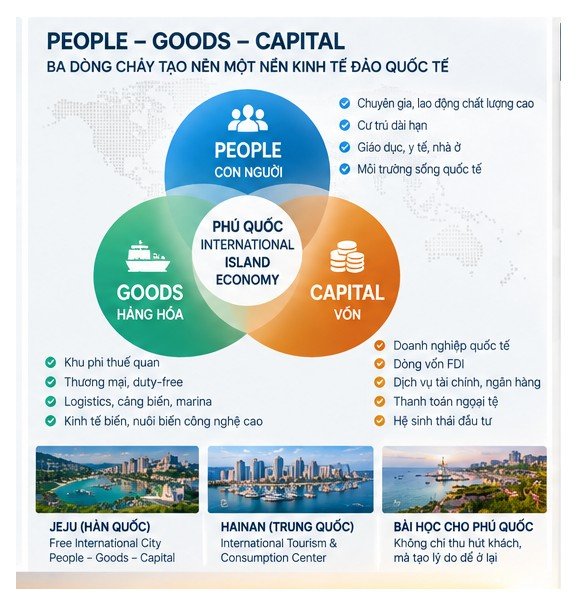 People Goods Capital mô hình ba dòng chảy của nền kinh tế đảo quốc tế